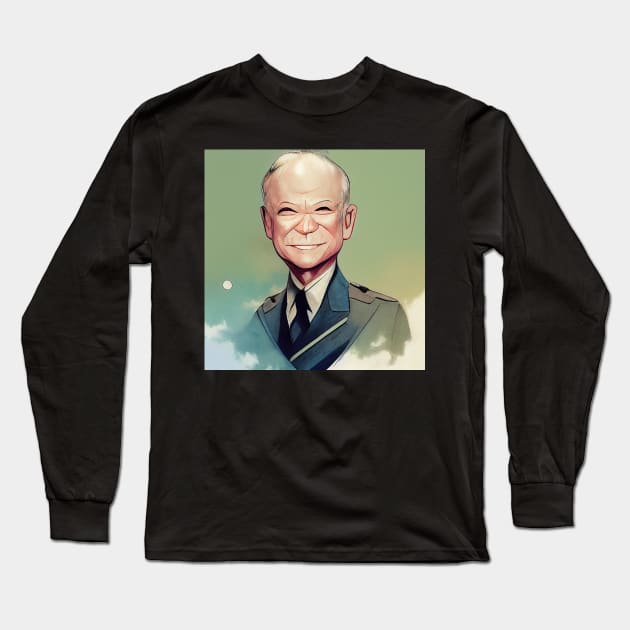 Dwight D. Eisenhower | President of the United States | Anime style Long Sleeve T-Shirt by Classical